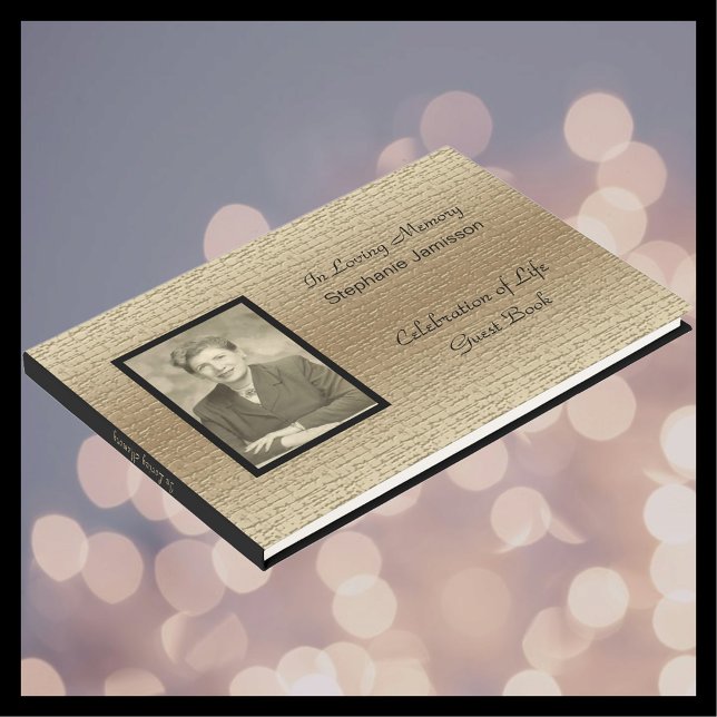 Libro De Visitas Celebración de la vida, oro elegante con foto (Subido por el creador)