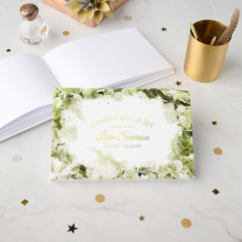 Libro De Visitas Celebración de la vida por la acuarela verde de Hy