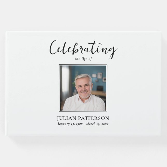 Libro De Visitas Celebración de la vida simple foto, funeral Person (Anverso)