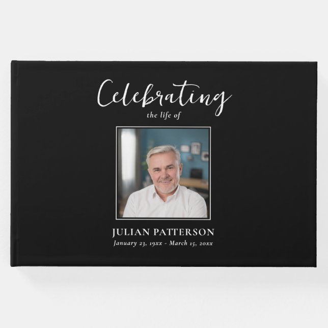 Libro De Visitas Celebración de la vida simple foto, funeral Person (Anverso)