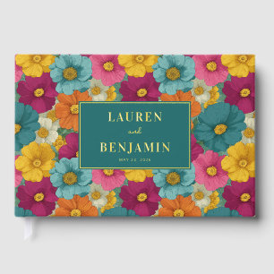 Libro De Visitas Celebración floral abstracta alegre