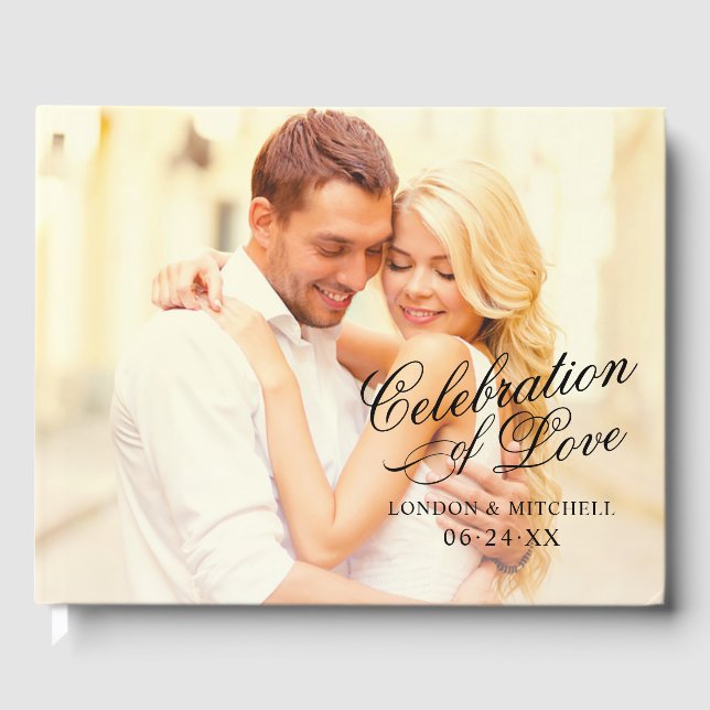 Libro De Visitas Celebración Negra de Amor Foto Boda (Anverso)