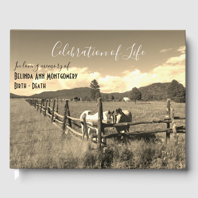 Libro De Visitas Celebración Personalizada De La Vida Caballos Sepi (Anverso)