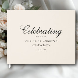 Libro De Visitas Celebration of Life Memorial–Elegant Minimal Beige