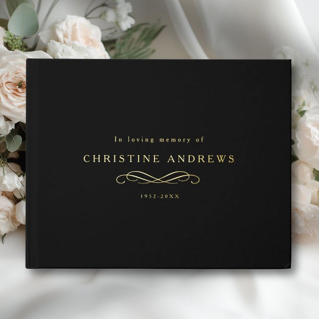 Libro De Visitas Celebration of Life Memorial–Elegant Minimal Black (Celebration of Life Memorial–Elegant Minimal Black Foil Guest Book)