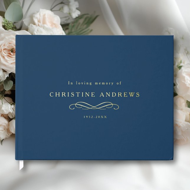 Libro De Visitas Celebration of Life Memorial–Elegant Minimal Blue (Celebration of Life Memorial–Elegant Minimal Blue Foil Guest Book)
