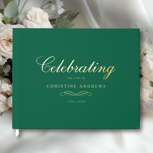 Libro De Visitas Celebration of Life Memorial–Elegant Minimal Green (Celebration of Life Memorial–Elegant Minimal Green Foil Guest Book)