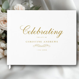 Libro De Visitas Celebration of Life Memorial–Elegant Minimal White