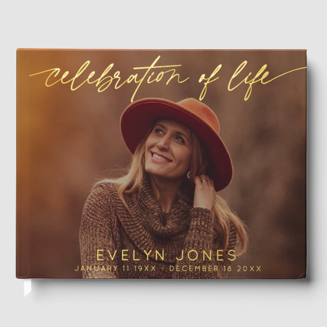 Libro De Visitas Celebration of Life Script Funeral Photo | Black  (Anverso)