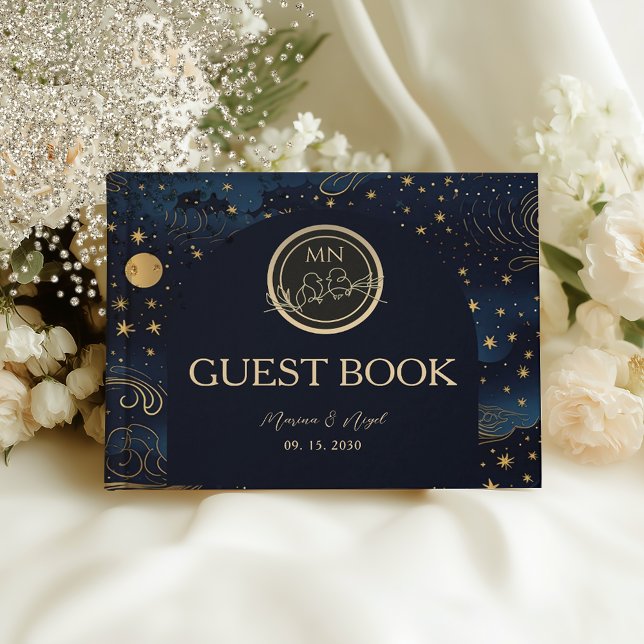 Libro De Visitas Celestial Navy Gold Wedding (Subido por el creador)