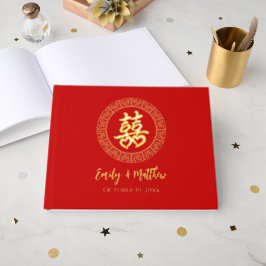 Libro De Visitas Ceremonia de té boda chino con marco de círculo