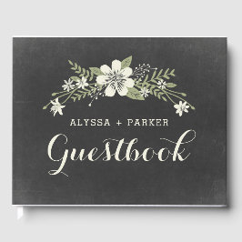 Libro De Visitas Chalkboard Bloom Boda Guest Book