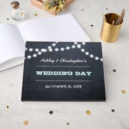 Libro De Visitas Chalkboard Lights Aqua Boda Guest Book