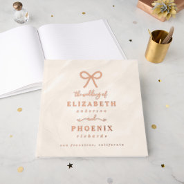 Libro De Visitas Champagne Pearl Bow Elegant Square Wedding