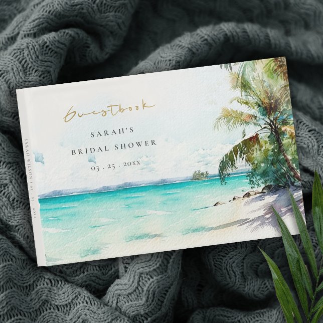 Libro De Visitas Champán Nupcial de Playa Tropical con Palmeras Acu (Subido por el creador)