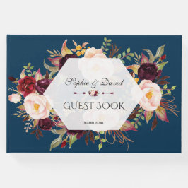 Libro De Visitas Charm Burgundy Rubor Floral Geometric Guest Book