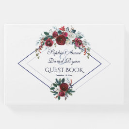 Libro De Visitas Charm Geometric Burgundy Navy Blue Floral Boda