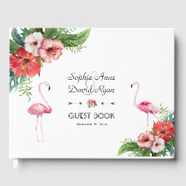 Libro De Visitas Charm Luau Flamingo Boda floral tropical