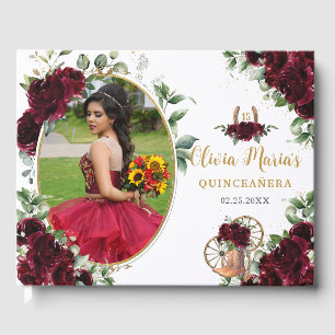 Libro De Visitas Charro floral borgoñés boota foto de Quinceanera