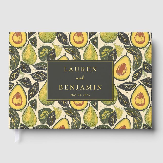 Libro De Visitas Cheerful Green Avocado Botanical (Anverso)