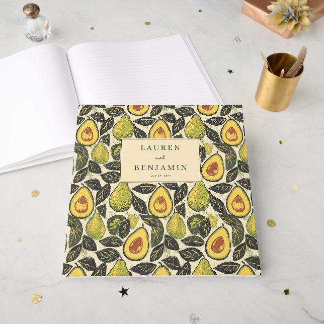 Libro De Visitas Cheerful Green Avocado Illustration (Anverso Abierto)
