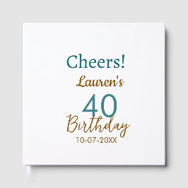 Libro De Visitas Cheers 40th birthday name date brown turquoise sim