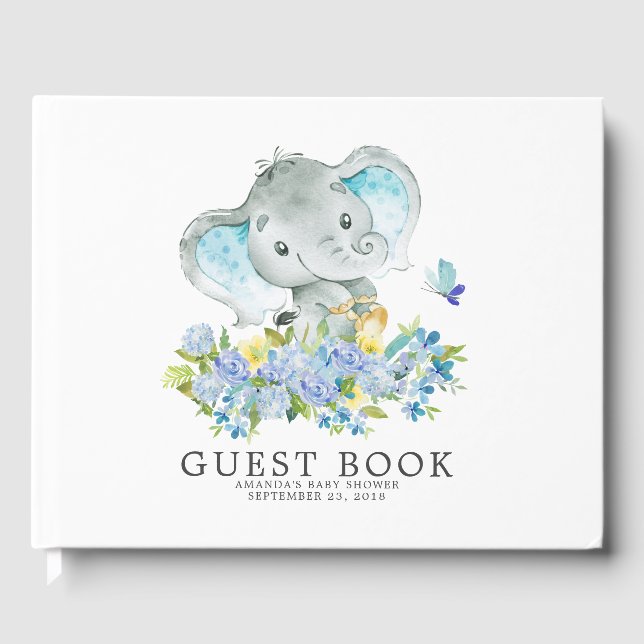 Libro De Visitas Cheful Elephant Baby Shower Guest Book (Anverso)
