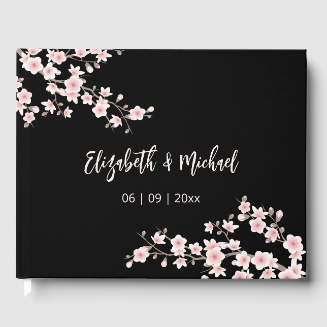 Libro De Visitas Cherry Blossom Apricot  Floral | Wedding (Anverso)