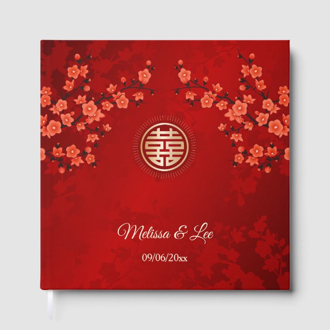 Libro De Visitas Cherry Blossom Boda chino (Anverso)