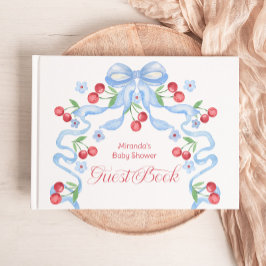 Libro De Visitas Cherry Blue Bow Baby Shower