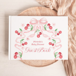 Libro De Visitas Cherry en Baby Shower de Bow Rosado superior
