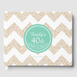 Libro De Visitas Chevron Choose Color 40th Birthday Guest Book<br><div class="desc">Personalizable 40th Birthday Fiesta Guest Book con gran chevron texturizado sobre fondo blanco y círculo. Puede cambiar fácilmente el color de fondo del círculo y del texto - nombre y edad - (fuente, tamaño y posición) haciendo clic en el botón personalizar. Disponible también en cuaderno en espiral. Cumpleaños coincidente Guarde...</div>