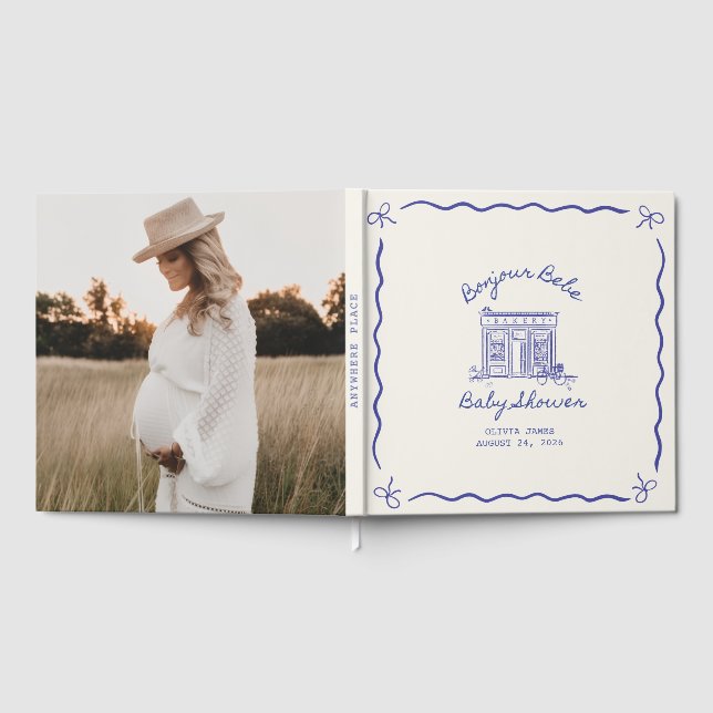 Libro De Visitas Chic Bonjour bebe baby shower (Lleno)