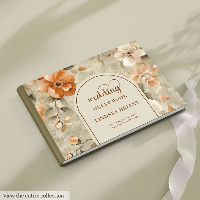 Libro De Visitas Chic Classic Boho Rusty Beige Olive Floral Wedding (Classic Boho Rusty Beige Olive Floral Wedding Guest Book)