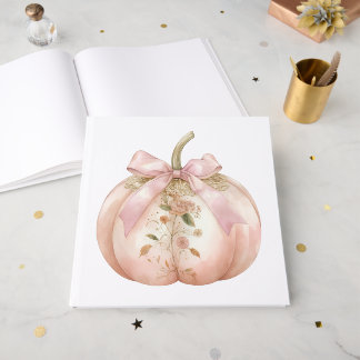 Libro De Visitas Chic Deslucido Floral Calabaza Coqueta Otoño Rosa