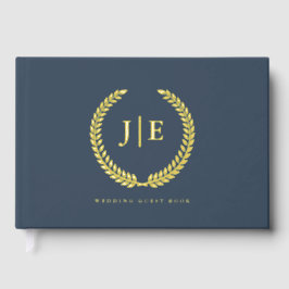 Libro De Visitas Chic Elegant Wreath Monogram Wedding