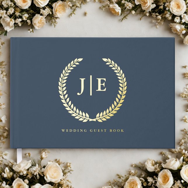 Libro De Visitas Chic Elegant Wreath Monogram Wedding (Subido por el creador)