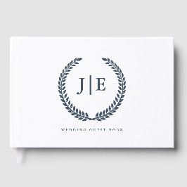 Libro De Visitas Chic Elegant Wreath Monogram Wedding