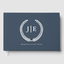 Libro De Visitas Chic Elegant Wreath Monogram Wedding