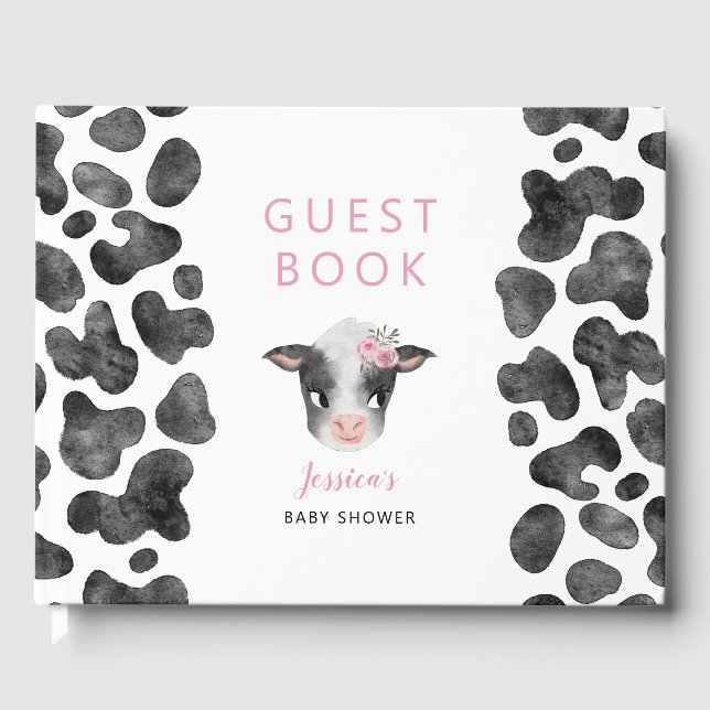 Libro De Visitas Chica Cow Baby Shower (Anverso)