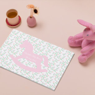 Libro De Visitas Chica de Caballo Mecedor Rosa Baby Shower