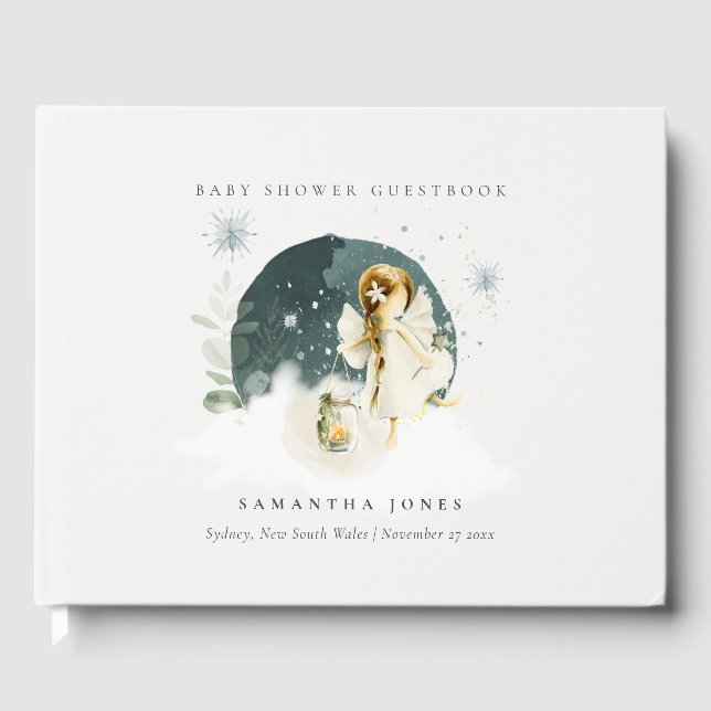 Libro De Visitas Chica de hadas mágico curado Baby Shower (Anverso)