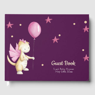 Libro De Visitas Chica Dragón Bebé Rosa Caprichosa Baby Shower