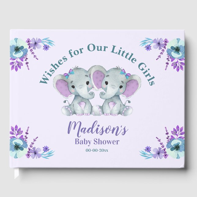 Libro De Visitas Chica gemela Baby Shower Guest Book Wiers para beb (Anverso)