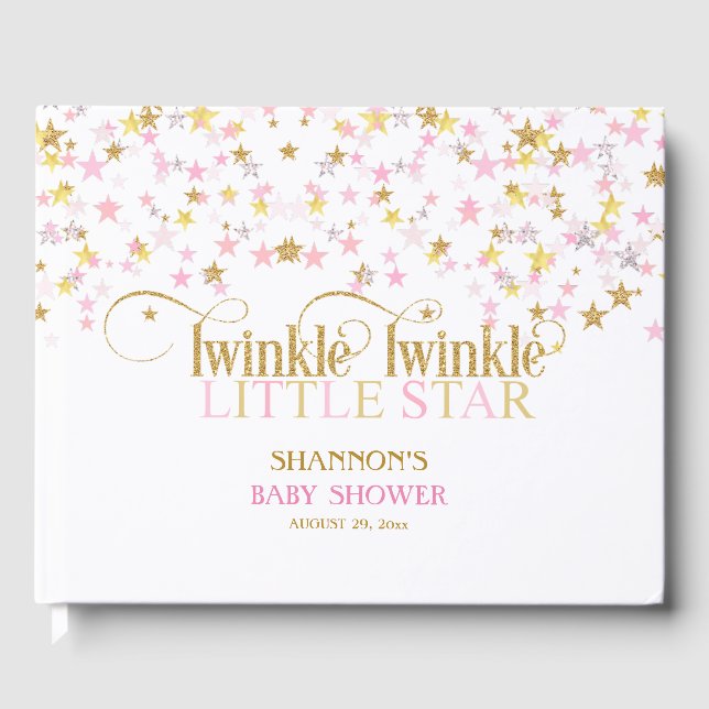 Libro De Visitas Chica Rosa Twinkle Little Star Baby Gold (Anverso)