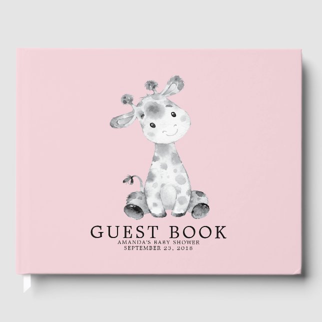 Libro De Visitas Chicas Giraffe Baby Shower Guest Book (Anverso)