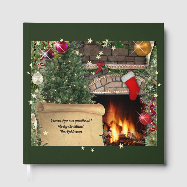 Libro De Visitas Chimenea de navidades (personalizable) (Anverso)