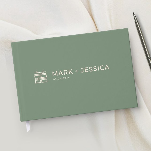 Libro De Visitas Chinese Double Happiness Green Wedding (Subido por el creador)