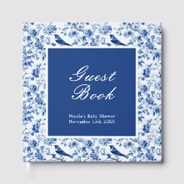 Libro De Visitas Chinoiserie Blue Birds and Flowers Baby Shower