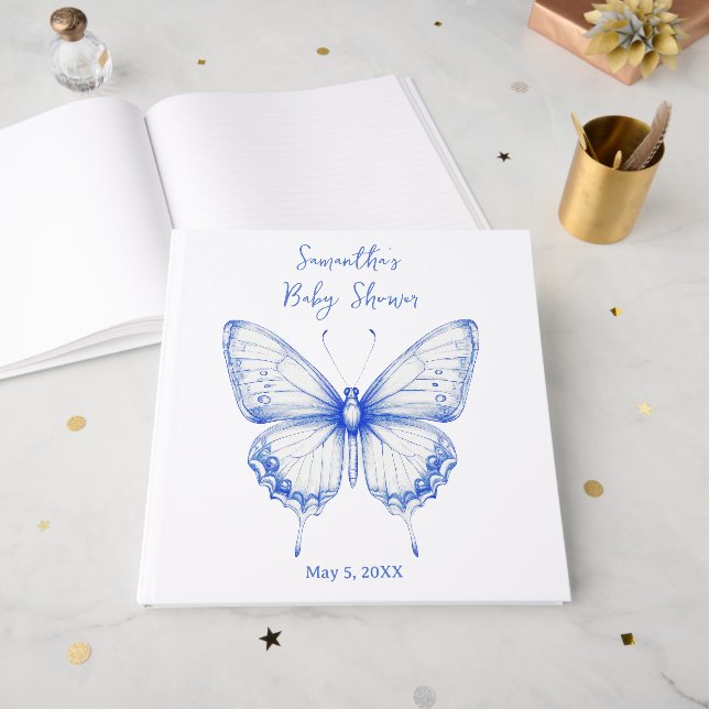 Libro De Visitas Chinoiserie Cumpleaños de Mariposa (Anverso Abierto)